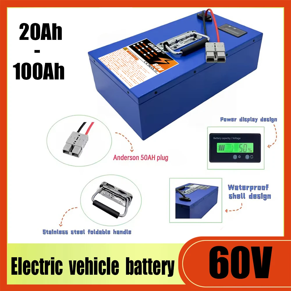 

Brand new iron box 60V100AH, 40AHBMS, rechargeable lithium battery, suitable for 2000W high-power applications