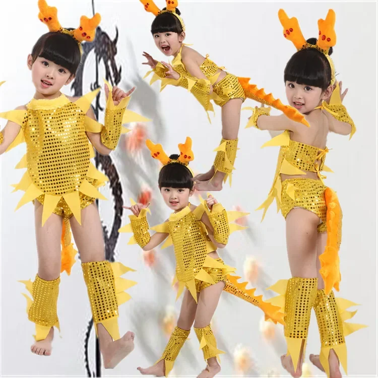 

Children's Performance Costumes for Children's Day Dance Costumes for Boys and Girls Little Dragon People Chick cosplay dress