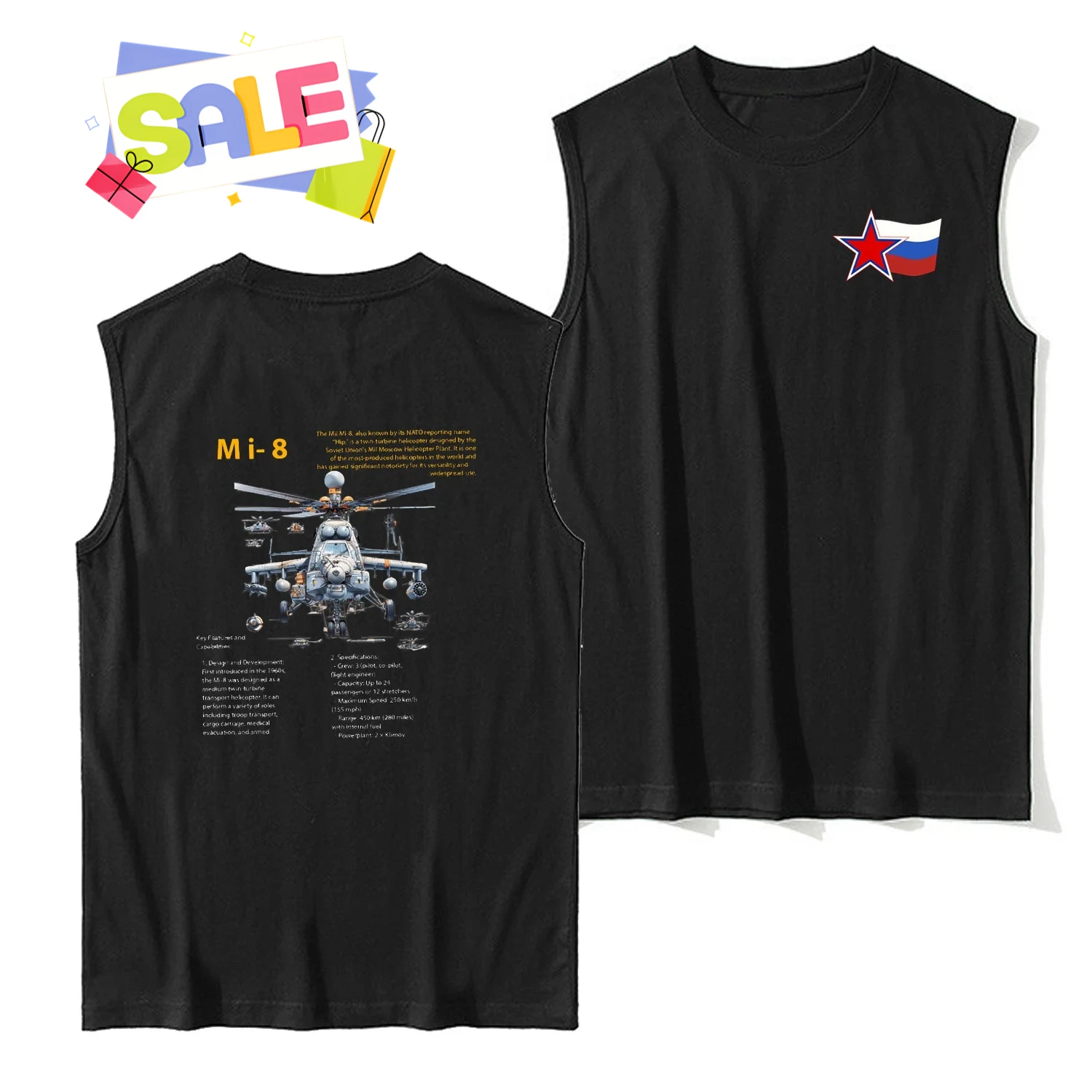 

Russian Air Force Mi-8 Multirole Helicopter Tank Tops New 100% Cotton O-Neck Summer Casual Mens Tanktop Sleeveless T-shirt
