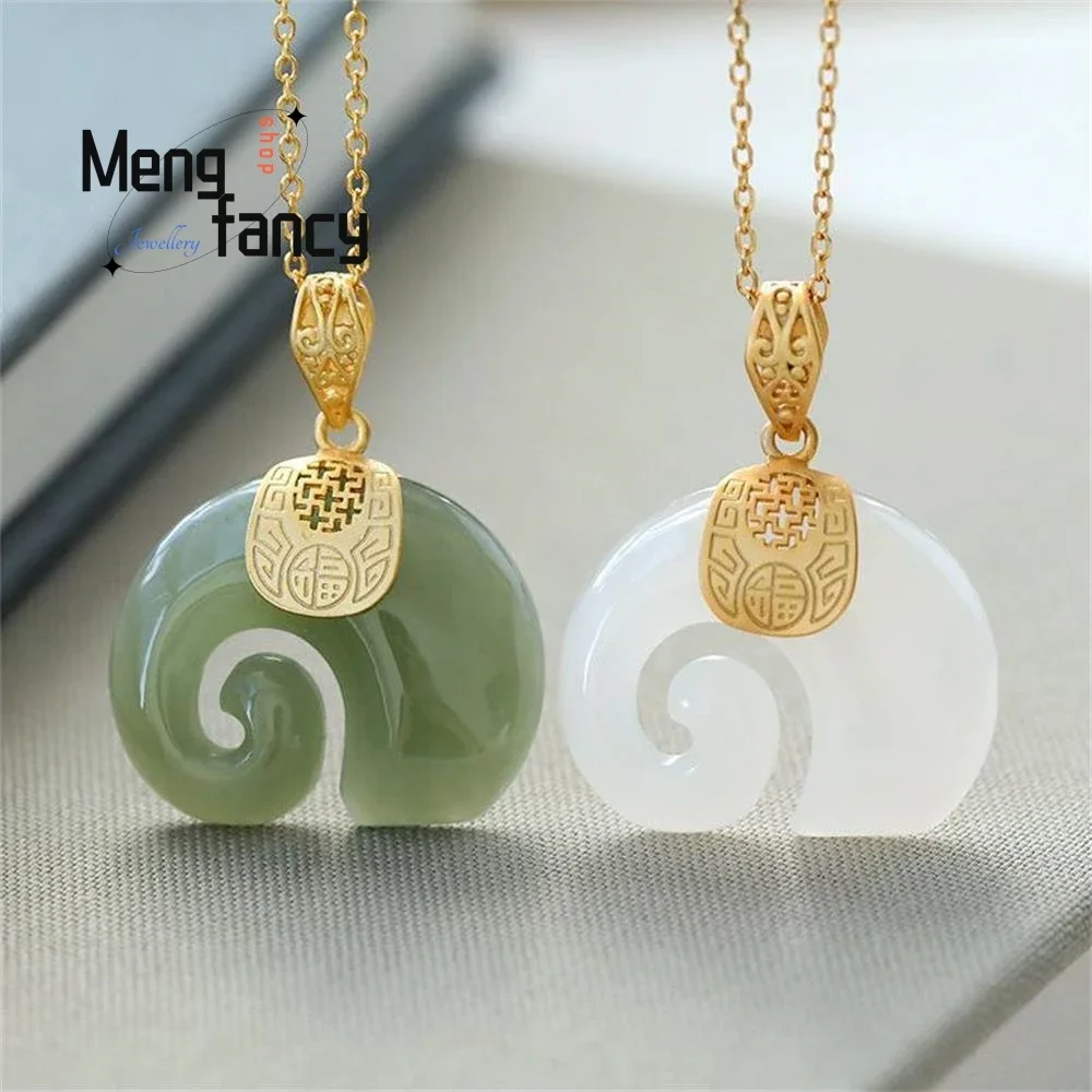 

Natural Gold Silk Jade Elephant Pendant Exquisite Elegant Charm Fashion Luxury Fine Jewelry Best Selling High-grade Holiday Gift