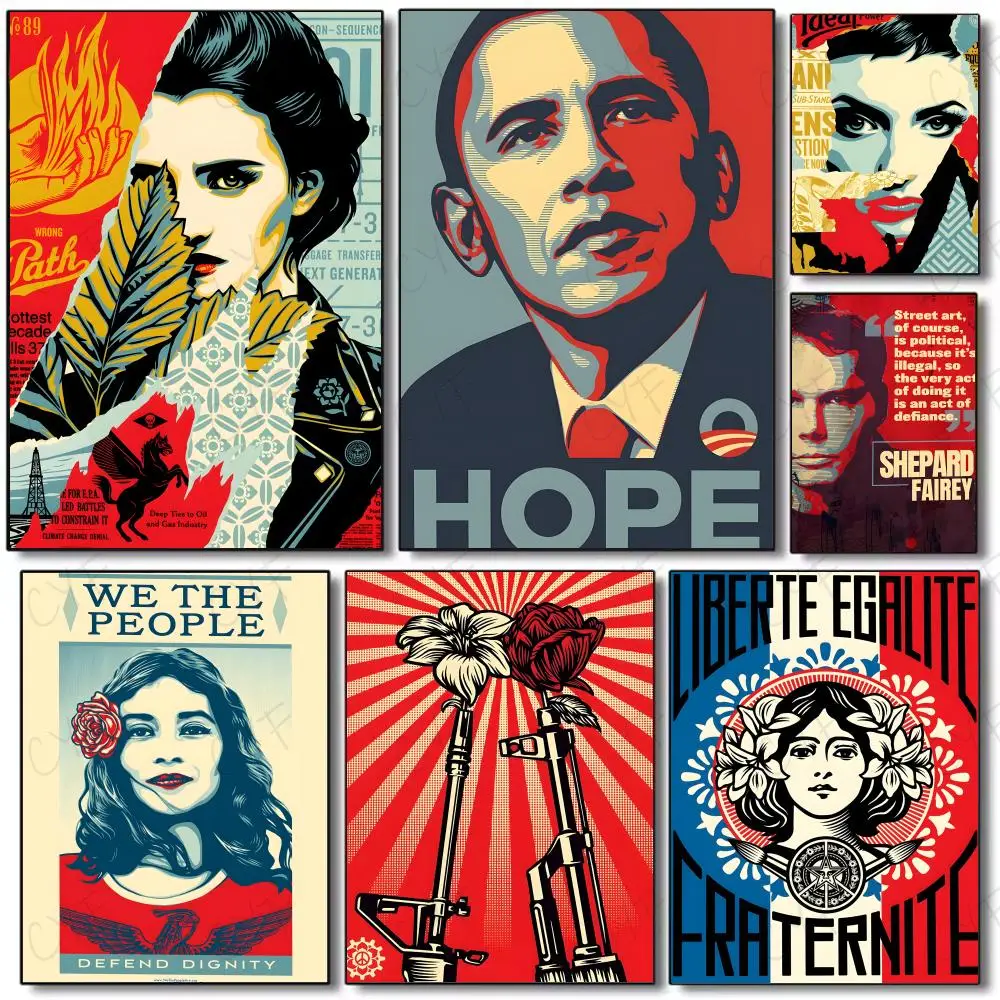 pop street art S-Shepard Fairey Poster Painting Wall Art Mural for Living Room Home Decor and Gifts
