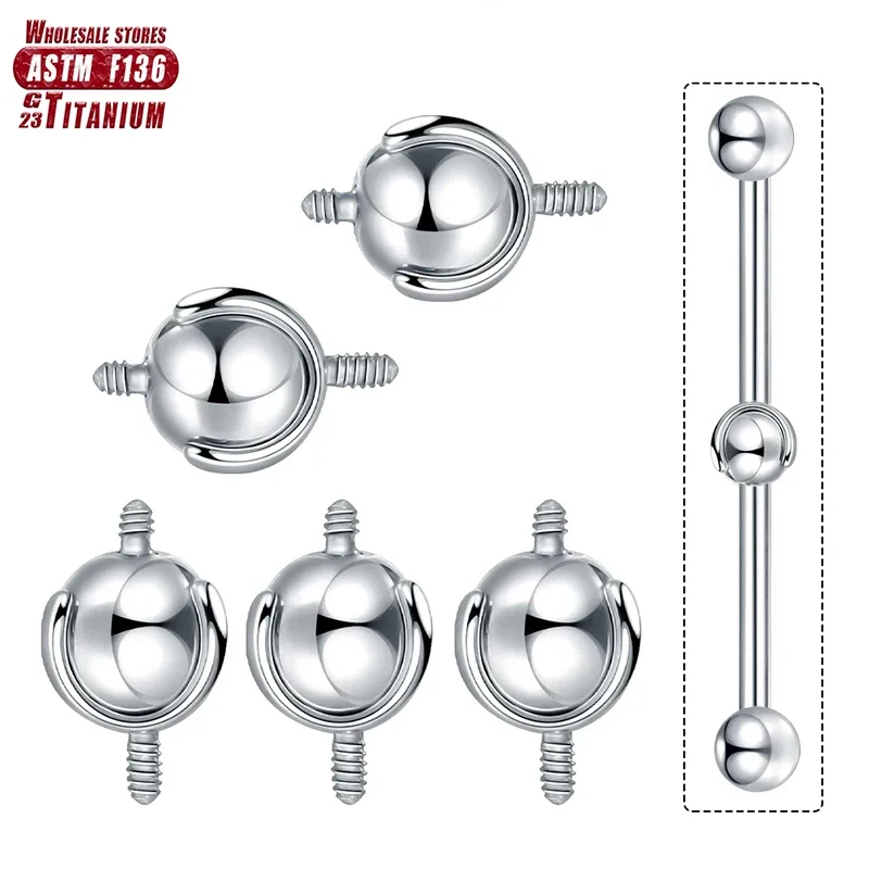 F136 Titanium Internally Thread Balls Piercing Tragus Accessories Barbell Helix Piercing Cartilage Earrings Jewelry wholesale