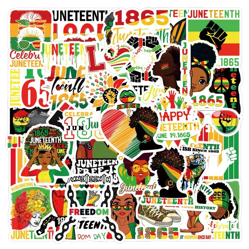 Autocollants décoratifs pour gribouillage créatif, personnalité de dessin animé Juneteenth, 110 pièces