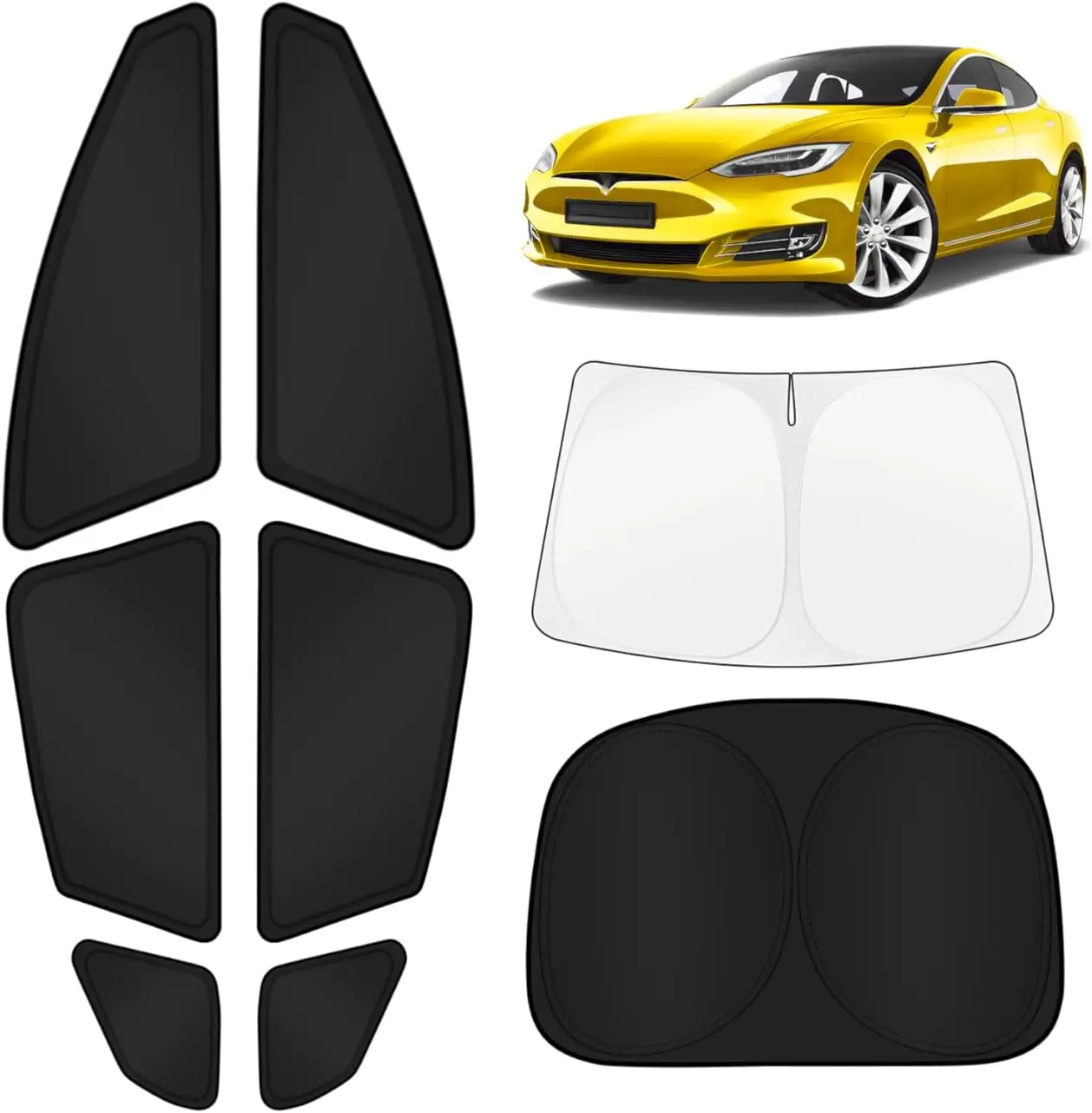 

Tesla Model S Windshield Sun Shade Full Set UV Block Privacy Cover for Camping Blackout 8PCS