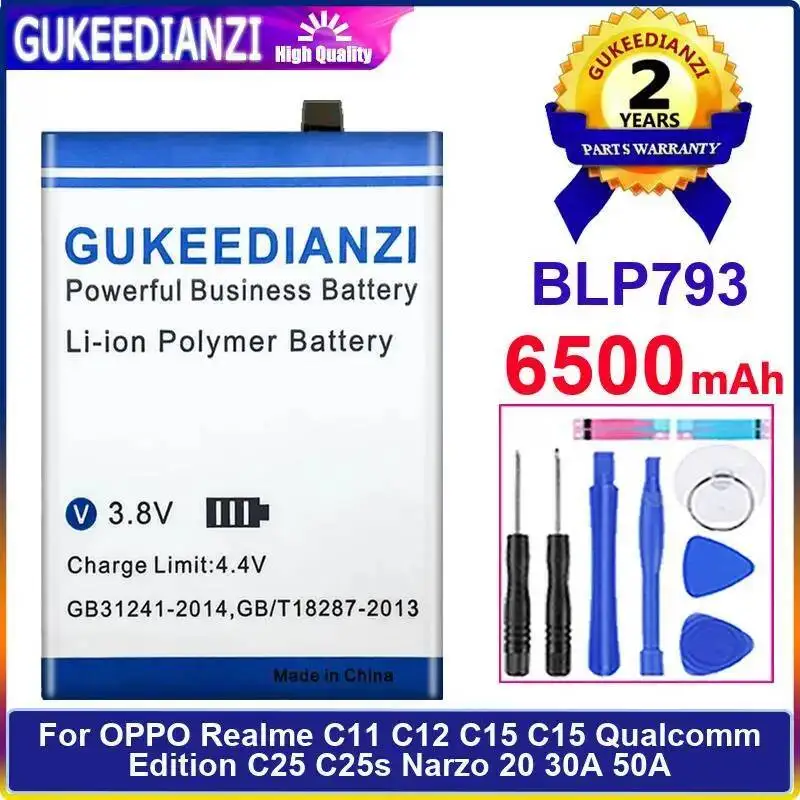 

Mobile Phone Battery BLP793 6500Mah For Oppo Realme C11 C12 C15 Qualcomm Edition C25 C25s Narzo 20 30A 50A