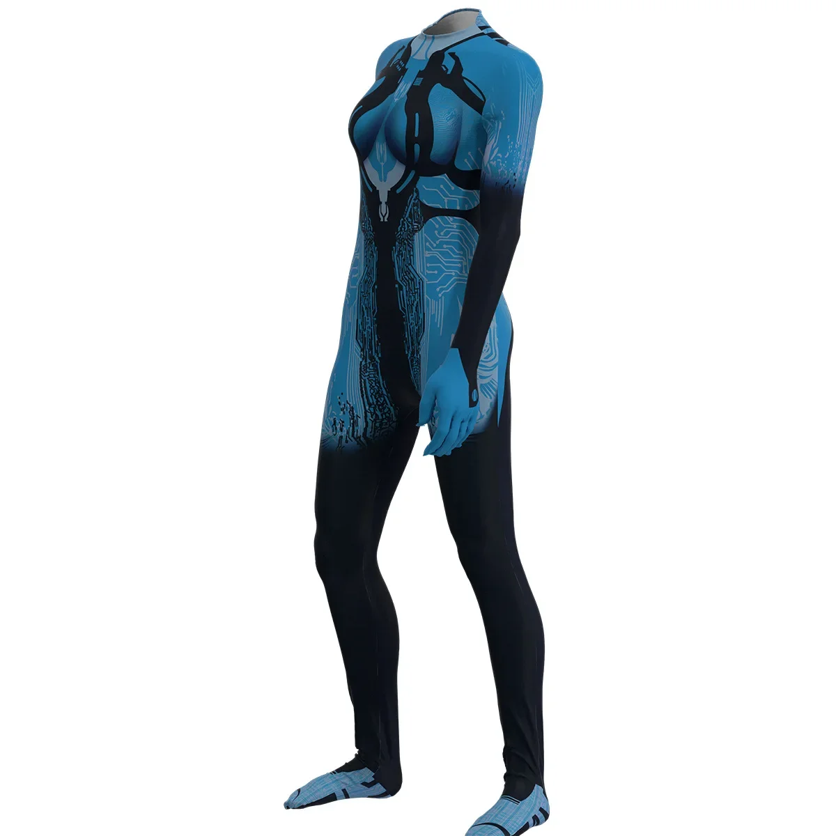 Cortana Cosplay Traje para Mulheres, Macacão Jogo, Inteligência Artificial Robôs Bodysuit, Roupas Carnaval Halloween