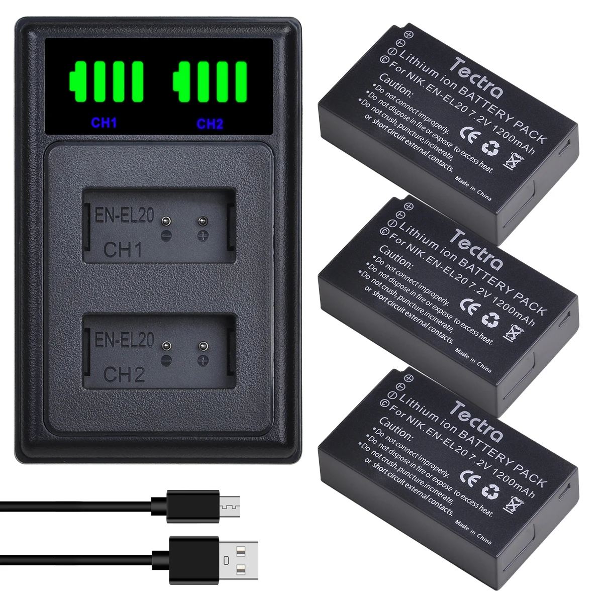 EN-EL20 EN EL20a Battery + LED Dual Charger for Nikon Coolpix P1000 Nikon1 J1, J2, J3 Nikon1 AW1,1 S1 Camera