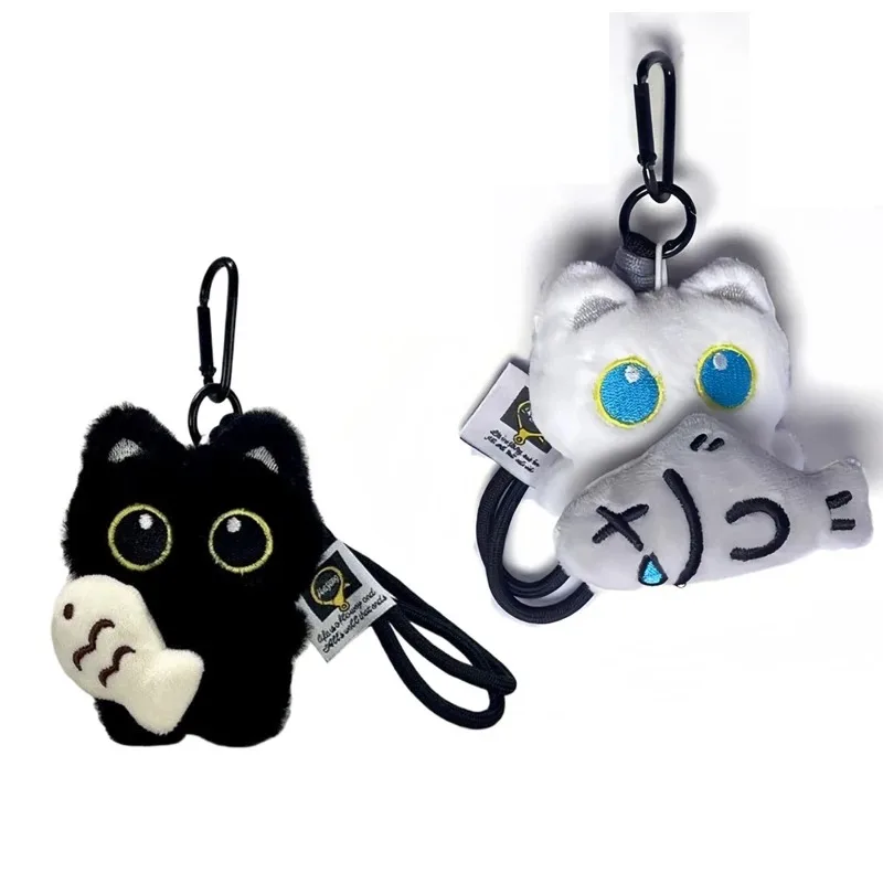 1pcs 2Pcs Cool Plush Black Cat Doll Toy Keychain Bag Pendant Charms Car Keyring Accessories for Women Couples Kawaii Gift - view 4