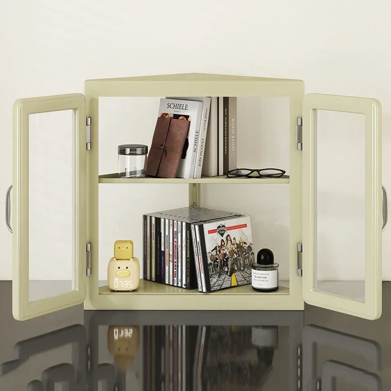 2-Layer Waterproof Metal Triangle Storage Shelf Retro Glass Cabinet Kitchen Multifunctional Organizer
