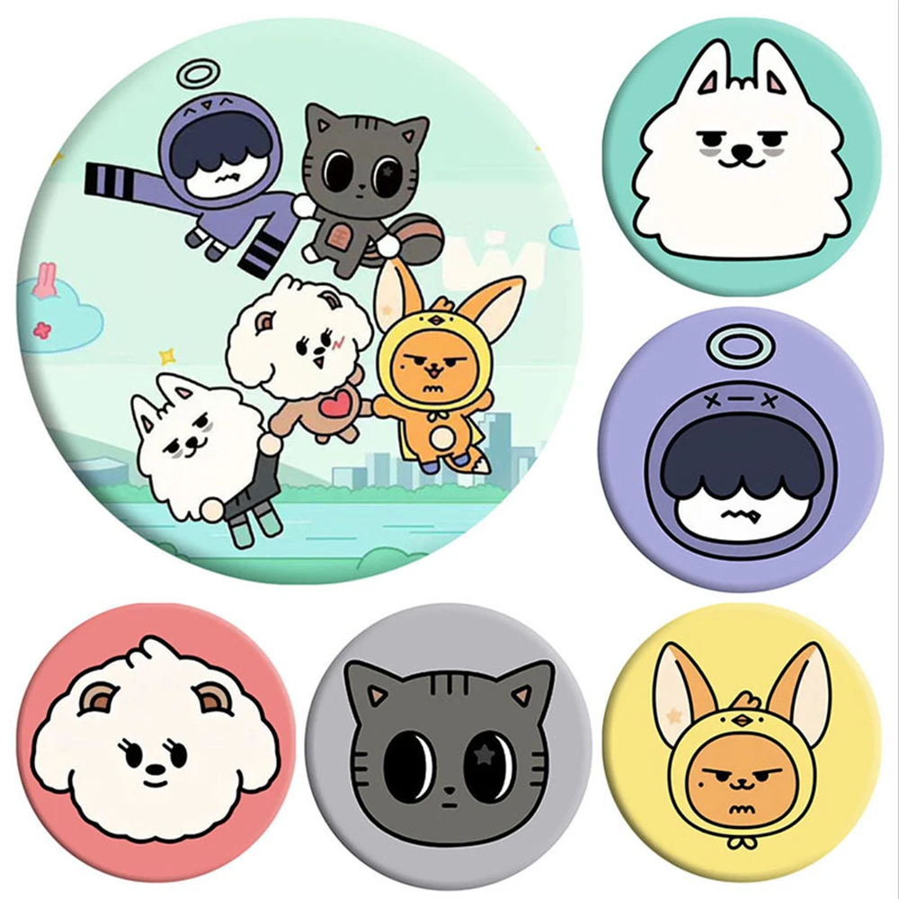 

KPOP TT Cartoon Badge Metal Brooch Cute Mirror Keyring Bag Pendant SOOBIN YEONJUN BEOMGYU TAEHYUN HUENINGKAI Fans Collect Gift