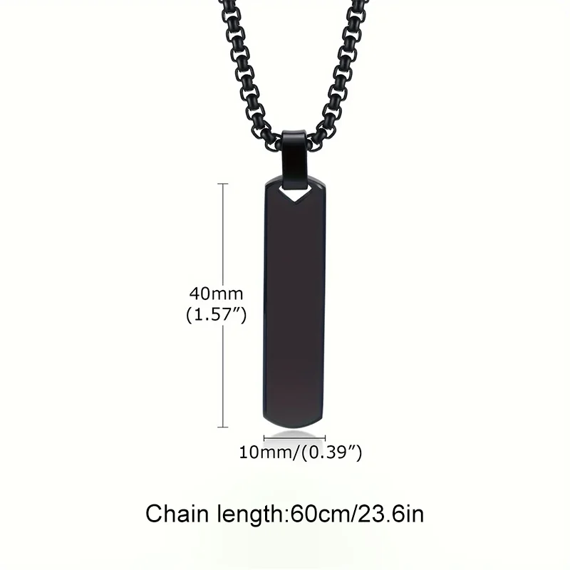Custom Stainless Steel Three-Dimensional Long Strip Double-Sided Engraving Men's Fashion Item Necklace/Men's Gift/Birthday Gift