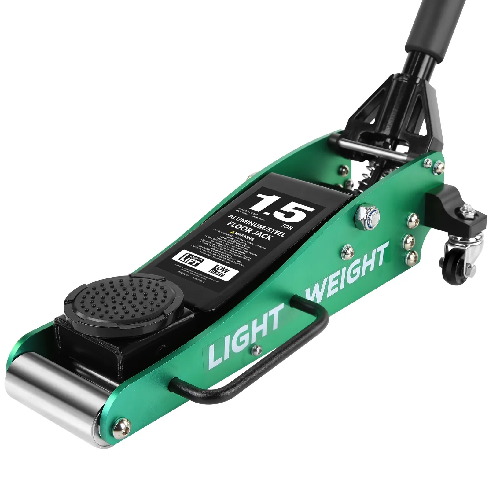 

Домкрат напольный гидравлический 1.5 тонны, низкопрофильный, алюминиево-стальной, с двойным насосом