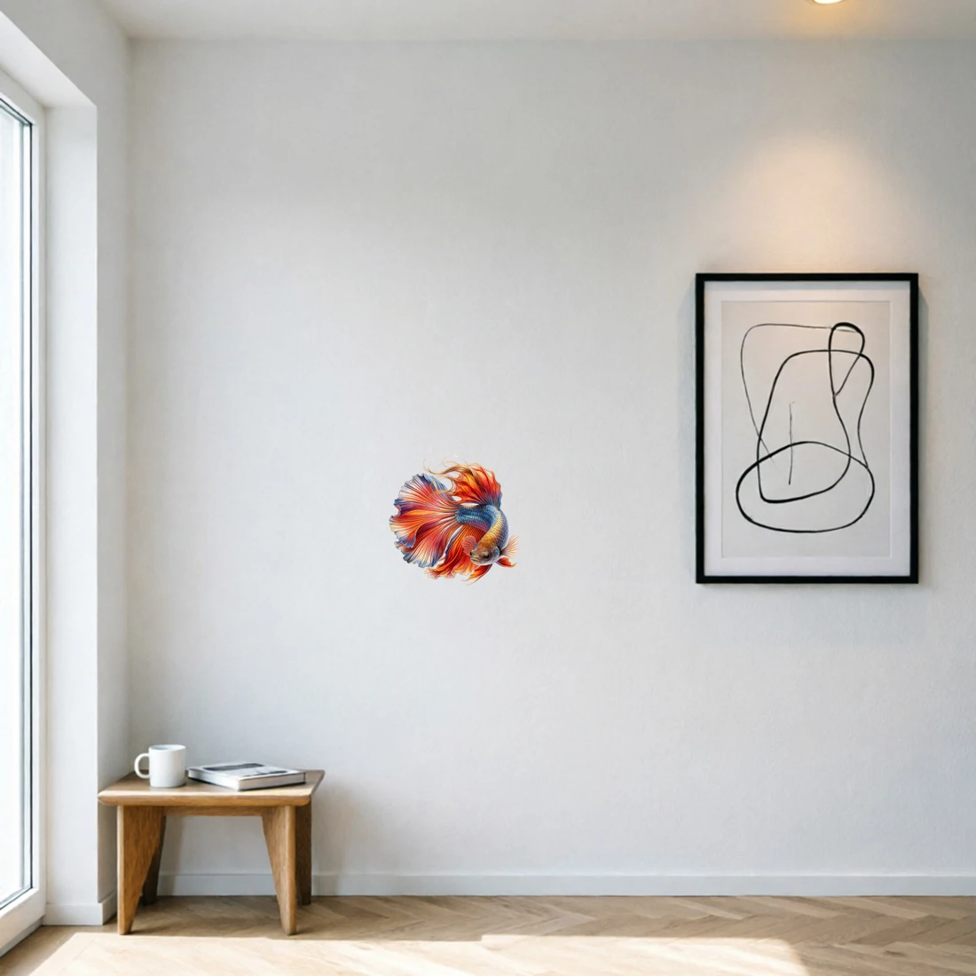 Three Ratels CAA102 Beautiful colorful fighting fish wall stickers for home decoration toilet decals waterproof