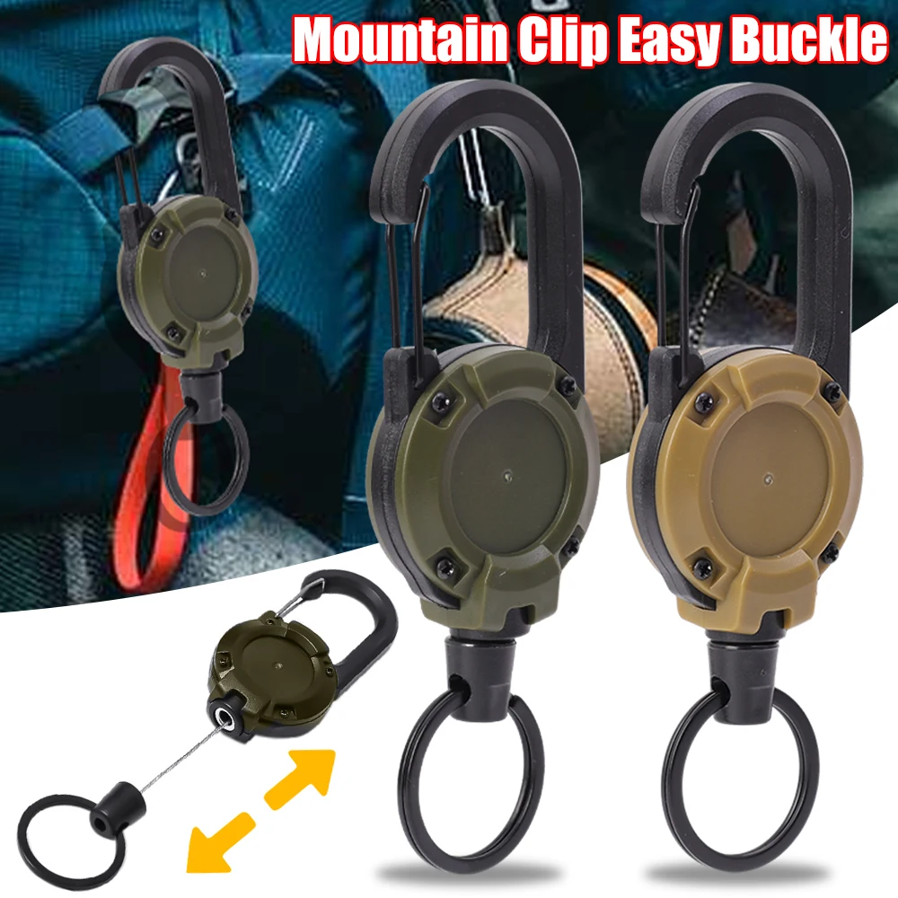 1/2pcs Retractable Rope Carabiner Keychain Outdoor Automatic Wire Rope Luya Anti-theft Tactical Key Holder Keyring Hook Tool