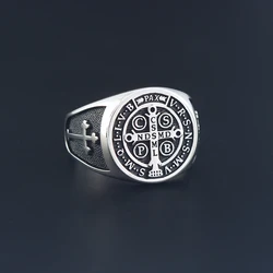 Cross of Saint Benedict Catholic Talisman Ring For Men