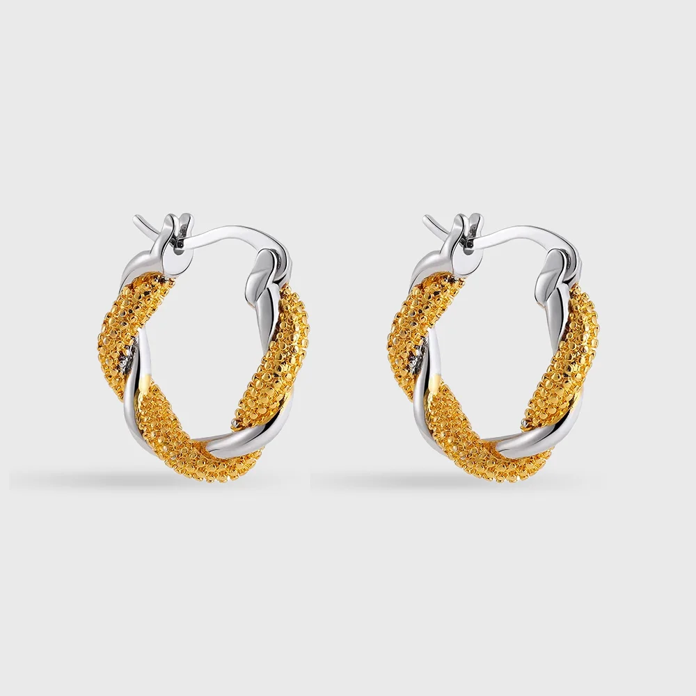 Light Luxury Twisted Distortion Interweave Huggie Hoop Earrings Stainless Steel Stacked Hoops Italy Aesthetics Designer Jewelry