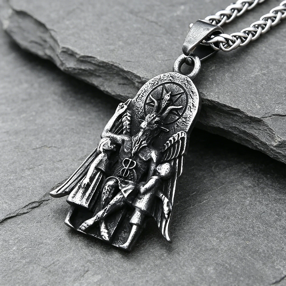 Stainless Steel Lucifer Anubis Pendant Chain Vintage Baphomet Goat Satanic Necklace for Men Women Best Gift Jewelry Dropshipping