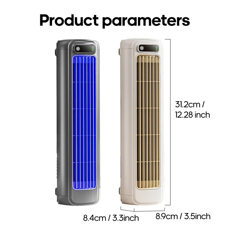 Rechargeable Wall Mount Air Cooler Silent Vertical Tower Fan Air Conditioning Fan for Home Bedroom Office Living Room Cooling