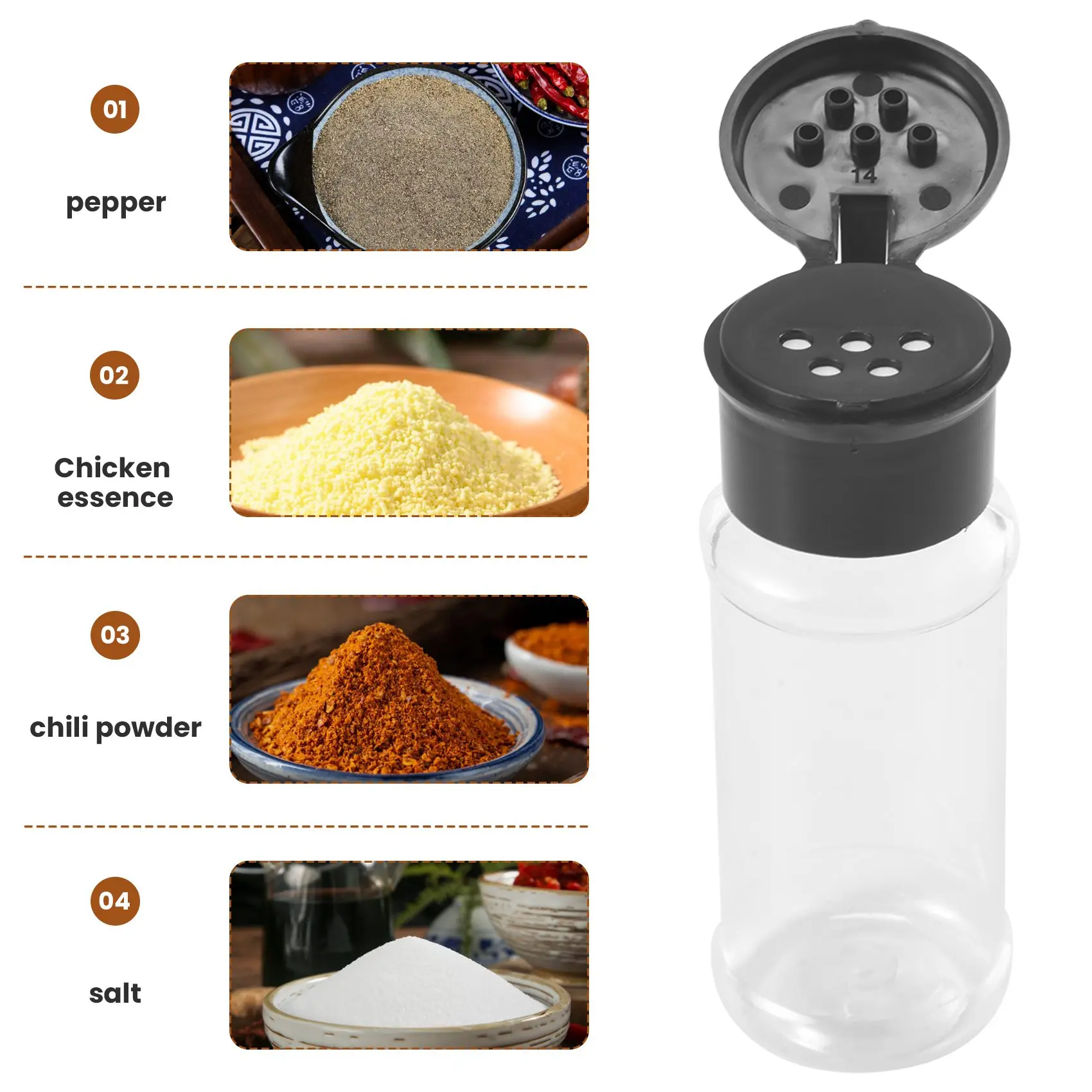 20Pcs/Set 100Ml Spice Salt Pepper Shakers Black Seasoning Jar Can Pepper Bottle Barbecue Condiment Kitchen Gadget Tool