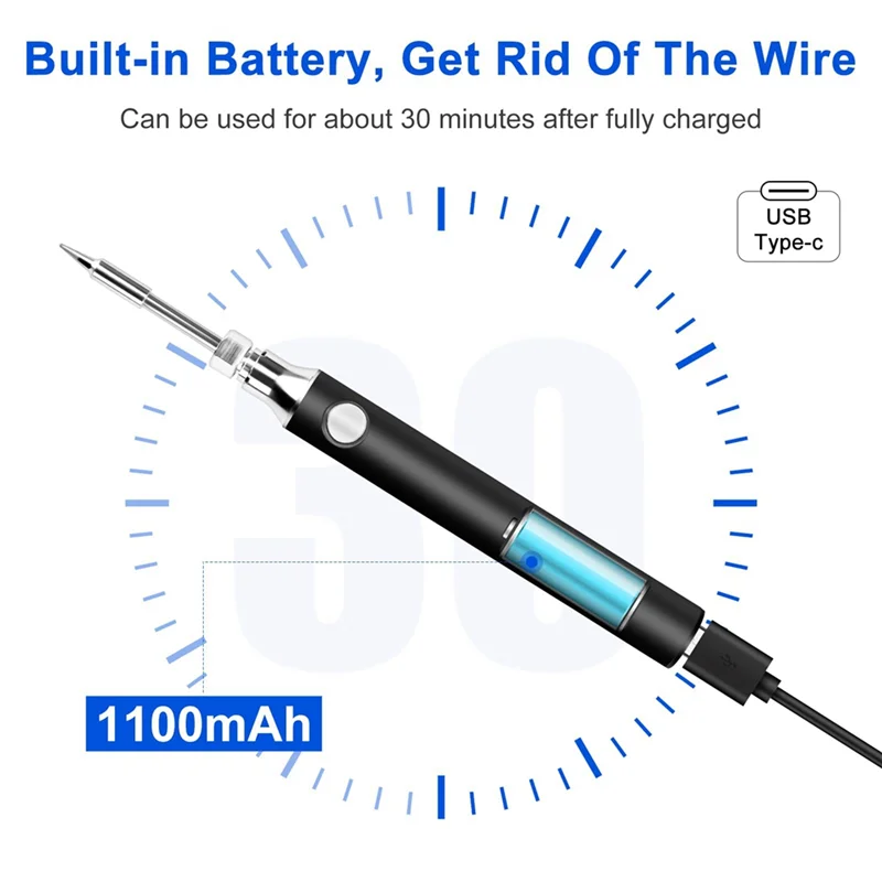 AD23-Kit besi solder tanpa kabel USB isi ulang besi solder tanpa kabel portabel dengan 3 buah ujung solder besi solder