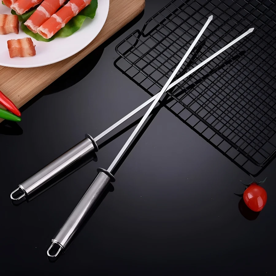 Skewers for Grilling,Stainless Steel Flat Long Kebab Skewers,Reusable Grill BBQ Barbecue Sticks for Meat Chicken Vegetable