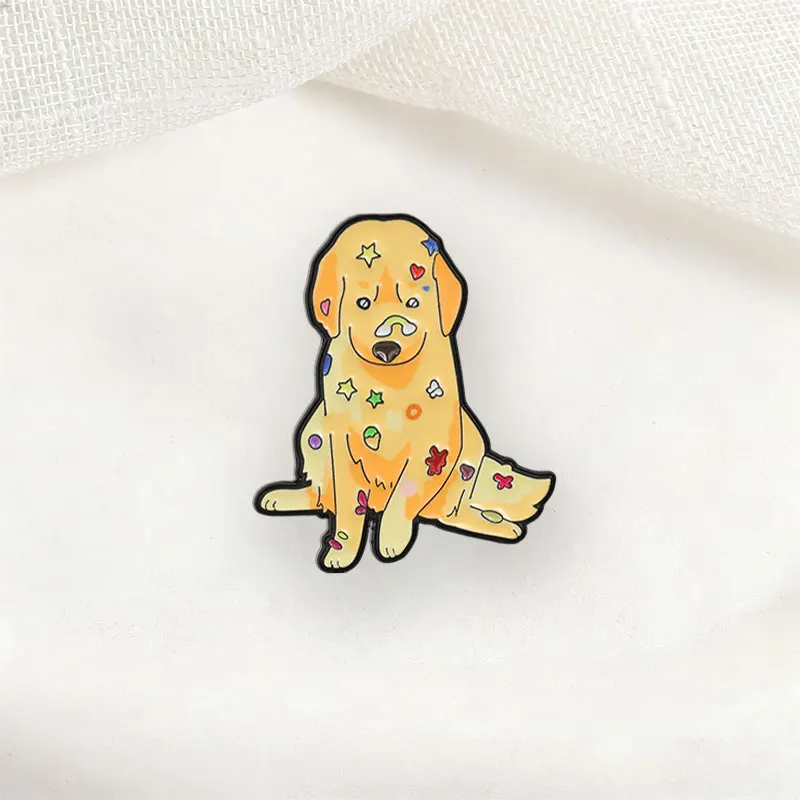 Cute Sticker Decor Golden Retriever Badge Cartoon Colorful Dog Enamel Pins Fashion Lapel Metal Brooches Backpack Cloth Jewelry