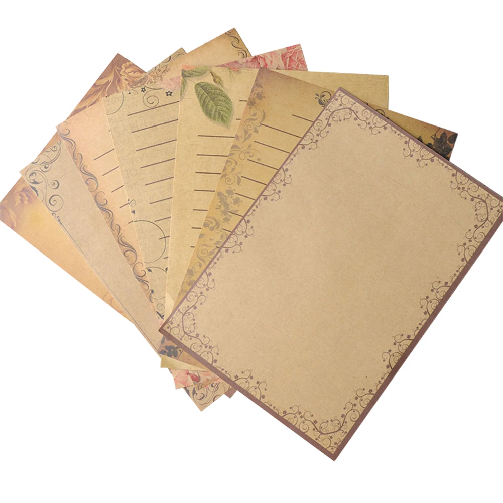 

56pcs Vintage Lace Letter Writing Paper Set 7 Colors Kraft Stationery Retro Note Paper for Notes Letters Crafts
