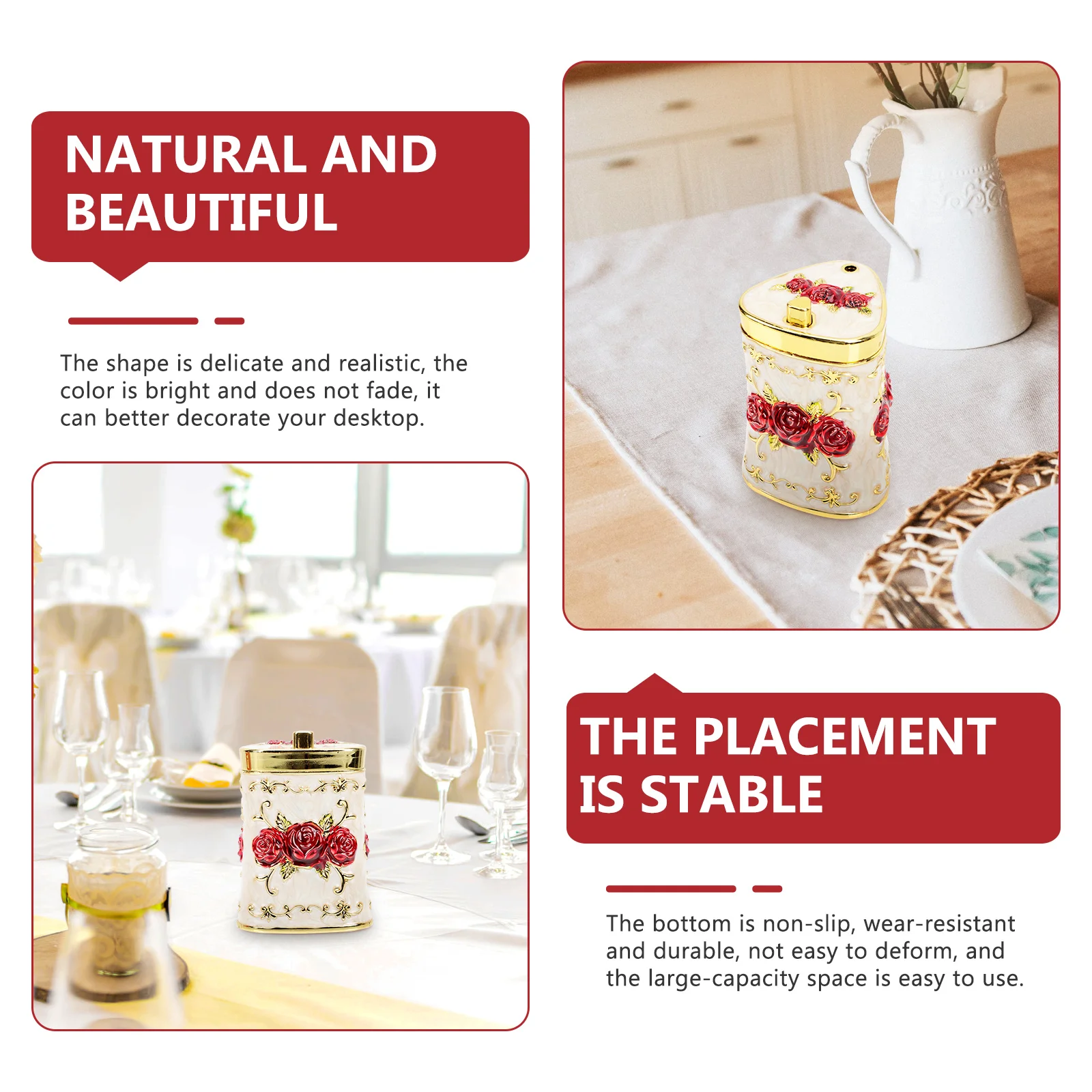 

Retro Toothpick Storage Box Holder For Kitchen Restaurant Flower Design Embossment Container Jar Dispenser Sturdy Small Light