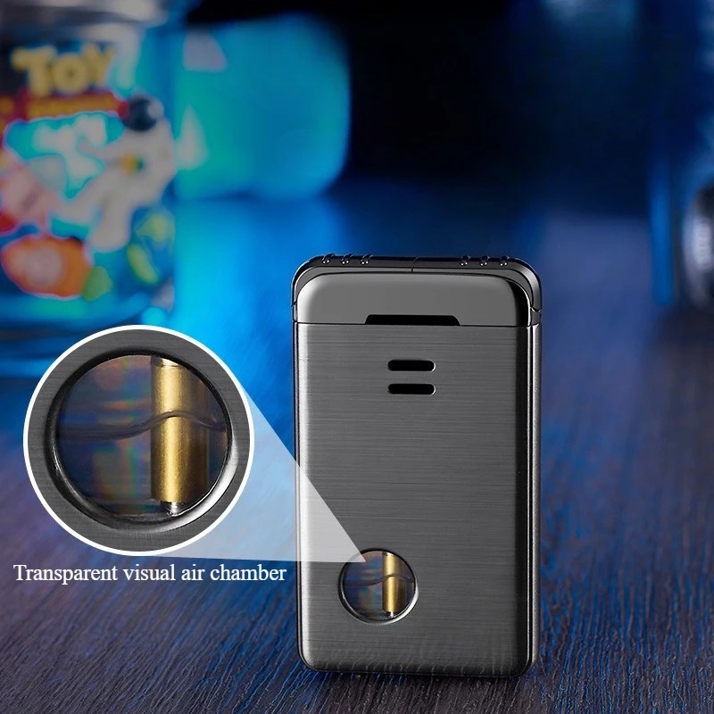 Double Flame Metal Inflatable Lighter Transparent Visible Gas Windproof Smoking Accessories Butane Gas Ignition Tool Lighters