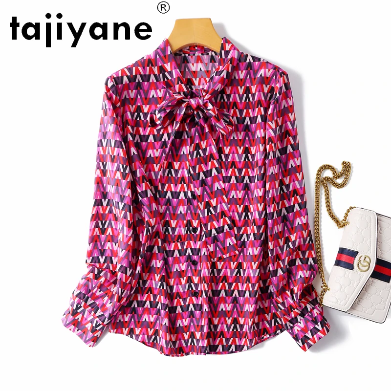 

Tajiyane Tops Elegant Silk Shirts for Women Long-sleeved High-end Layered Chic Floral Shirt Women Clothing FCY020