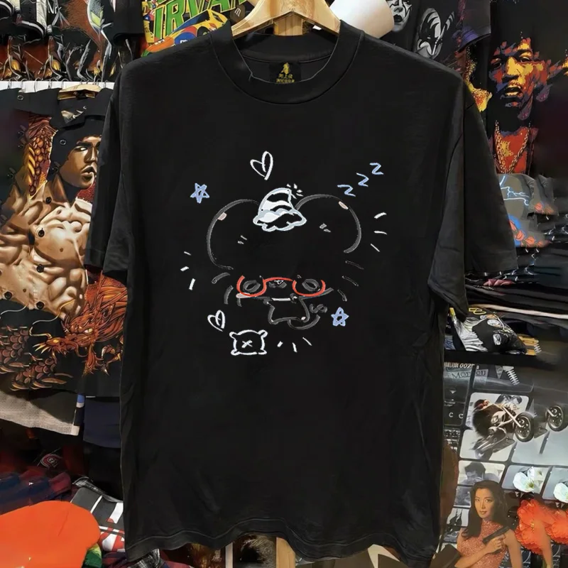 Loose Fit Cotton T-Shirt Unisex Short Sleeve Double Thread UPUPXIA Hero Print Sweat Absorbent round Neck Casual Summer Top