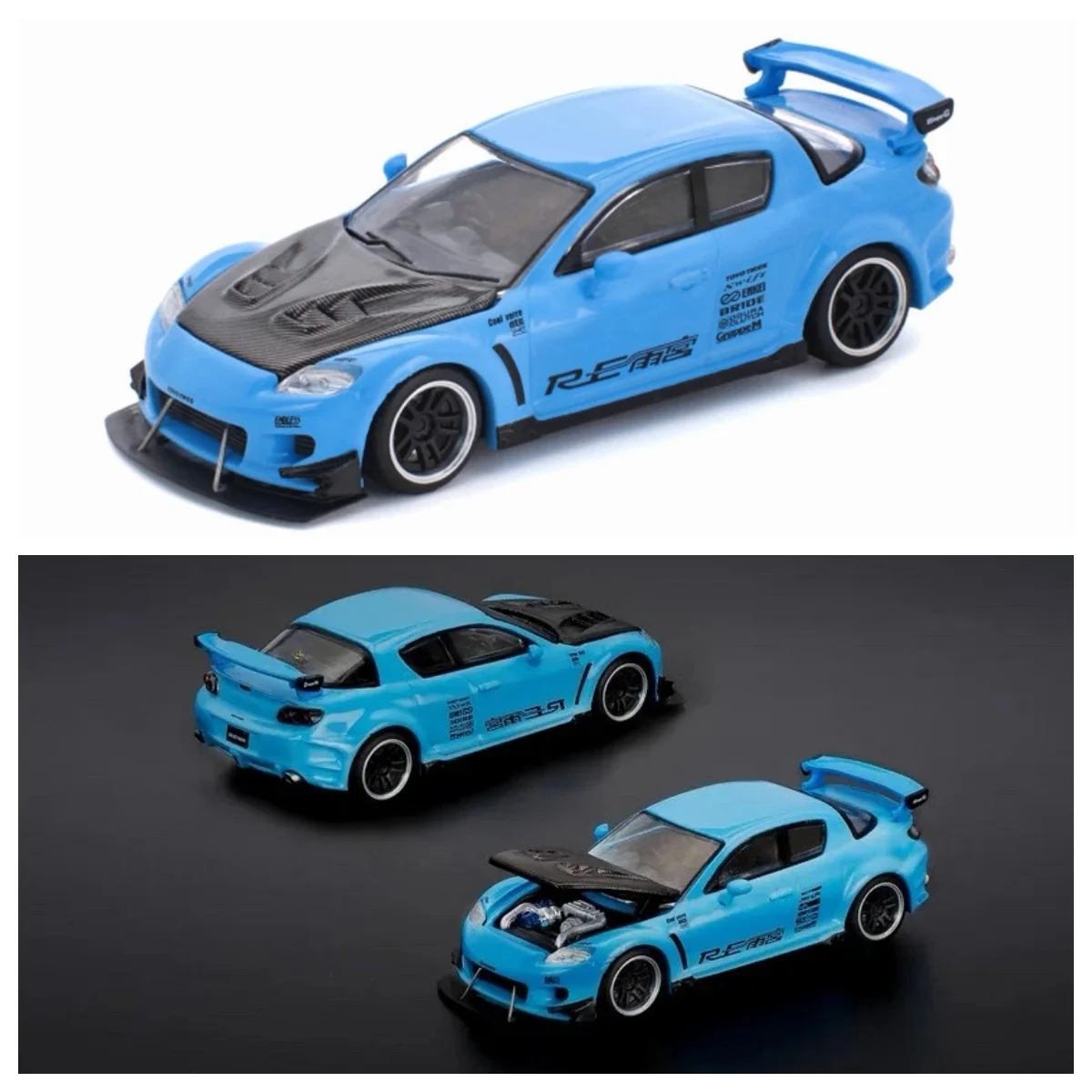 

Pop Race RX8 RE-Amemiya Widebody Blue 1/64 PR640270 JDM Diecast Model Car