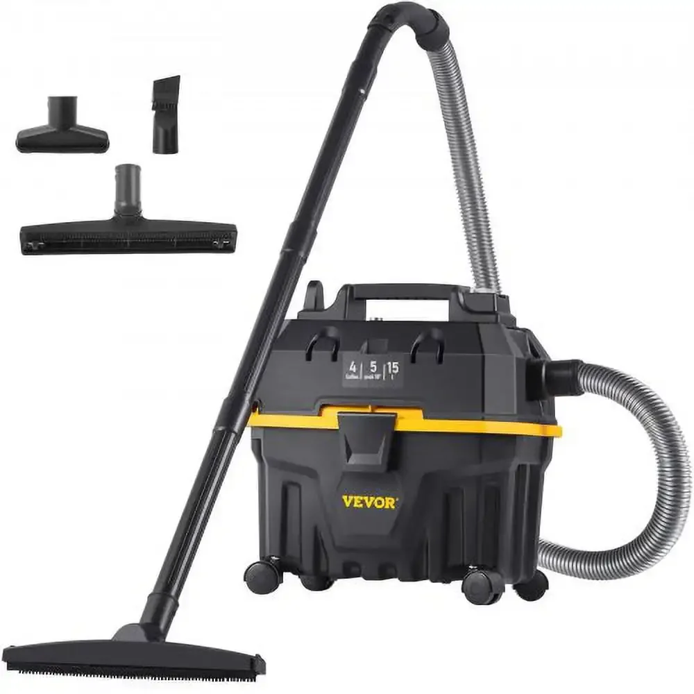 Wet Dry Vac, 4 Gallon, 5 Peak HP, 3 in 1 Shop Vacuum with Blowing Function Portable Attachments to Clean Floor