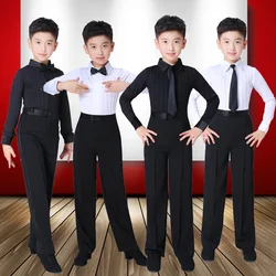 Traje de competición de tango y baile latino para niño, ropa de baile profesional para niño, camisa de salsa y pantalones