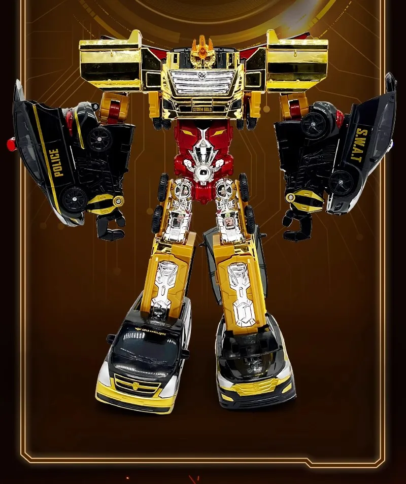 Juguete transformable para niños, robot combinado, guardián del tiempo y el espacio, robot de juguete transformable combinado pesado dorado con cinco