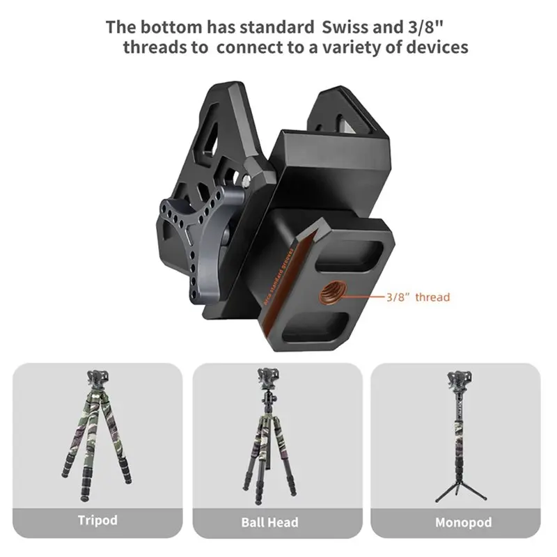 AA81-2X Professional Saddle Clamp Adapter Tripod Bracket Vise Clamp Outdoor Bracket Adapts To 3/8 Inch Thread