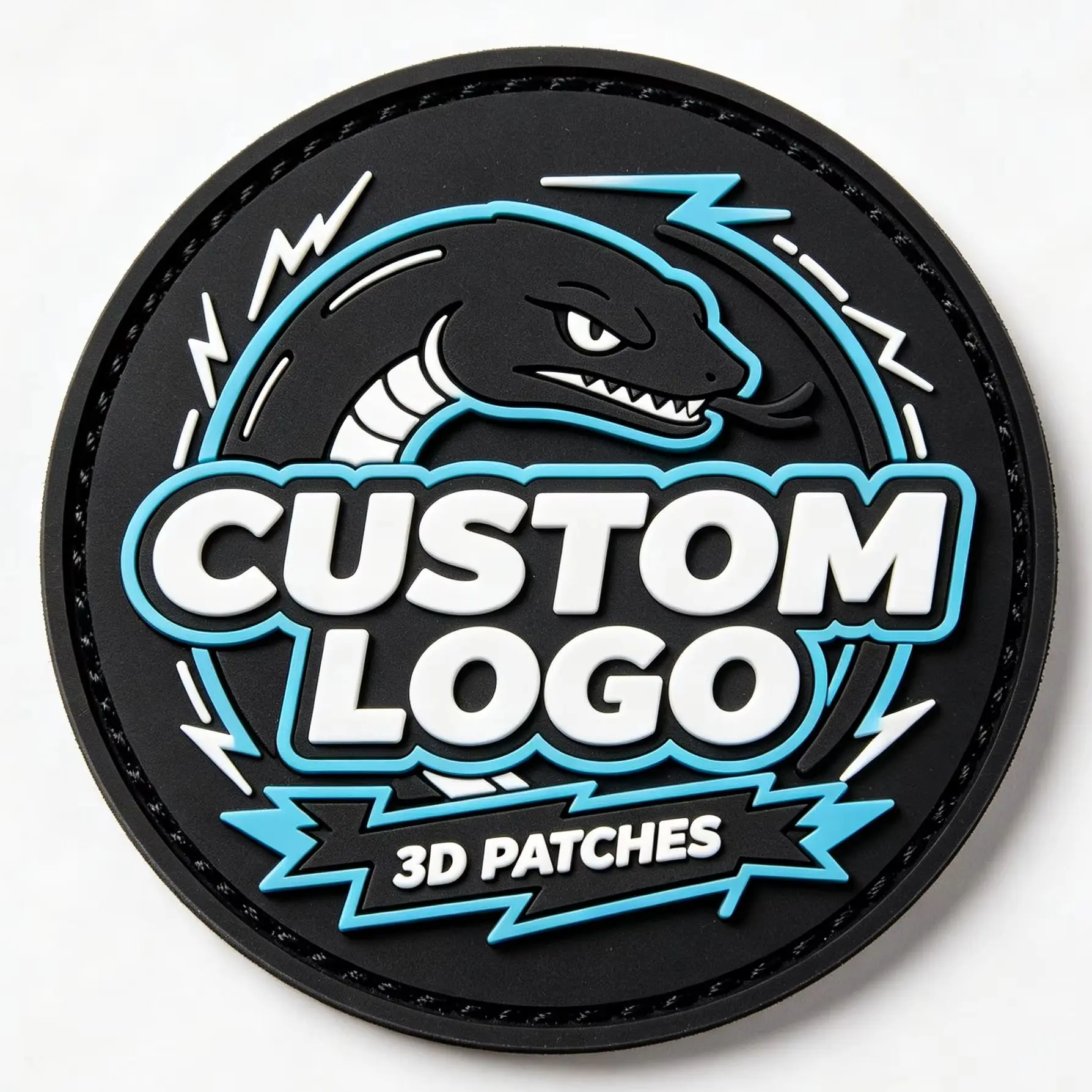 Custom Logo Heat Press Iron on Silicone Rubber Label Badge Embossed 2D 3D Soft PVC Patch for Hat / Clothing