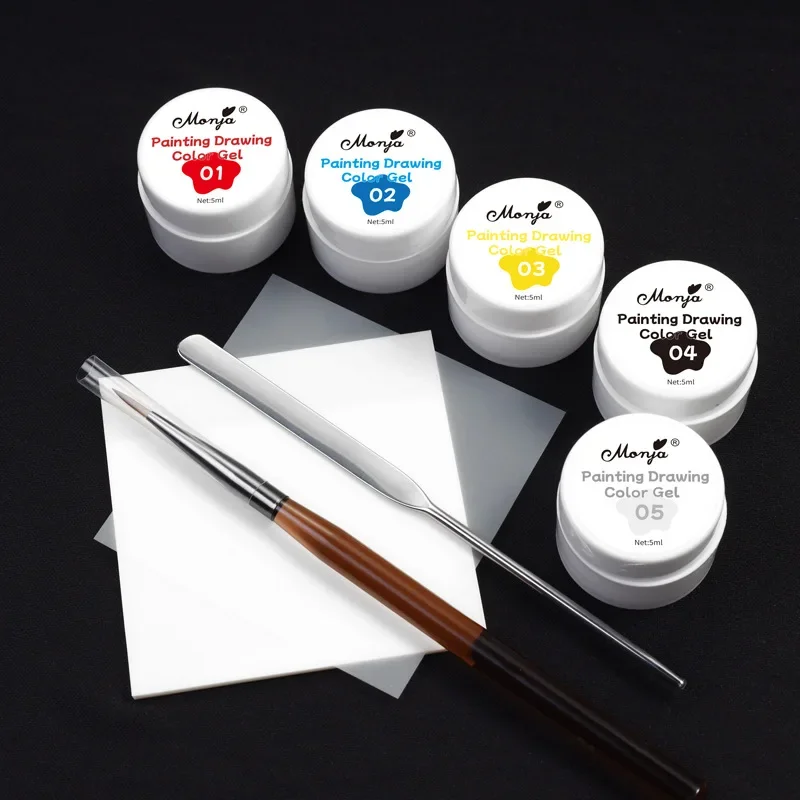 5-Colors جل مجموعة طلاء أظافر مجموعة خلط أساسية رخامي بطانة فرشاة مسمار الفن الطلاء للمبتدئين الجرار صالون تصفيف جيل للأظافر عدة