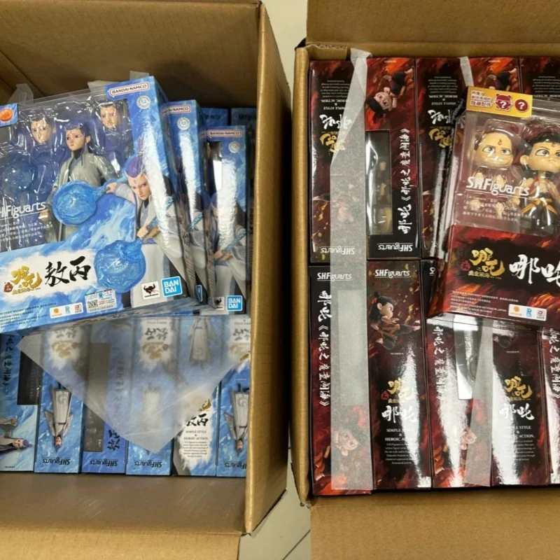 新到着バンダイ本物のオリジナル S.h.figuarts Nezha 悪魔の子の誕生 Ao Bing グッズアニメアクションフィギュア玩具ギフト