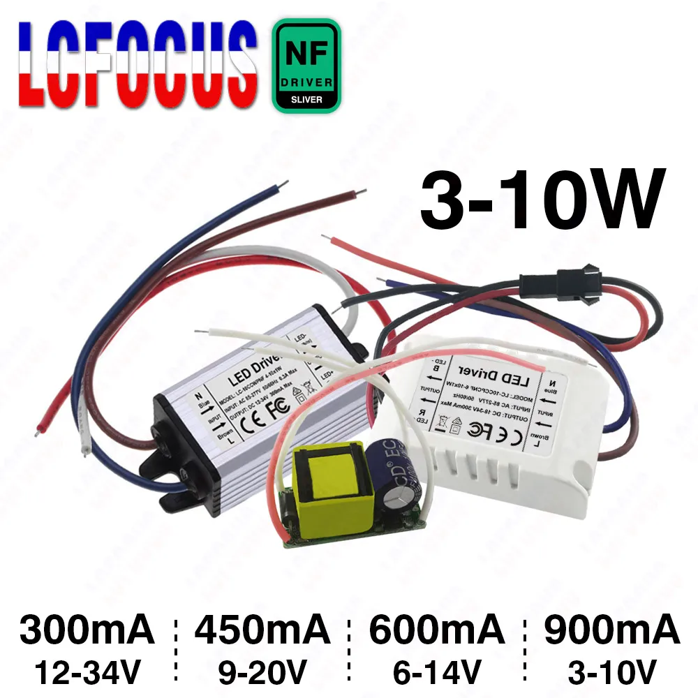 No Flicker 3W 5W 7W 9W 10W LED Driver Constant Current 300mA 450mA 600mA 900mA Input 110V 220V Lighting Transformers