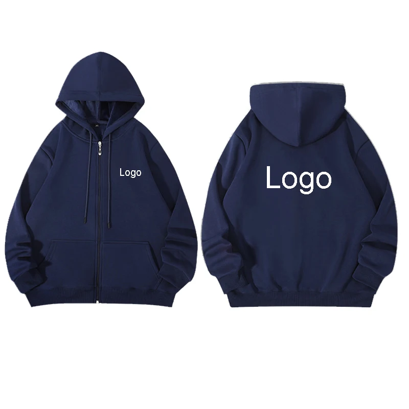 Tailor Made 60% Cotton Zipper Hoodies Men Fashion Customized Printed Long Sleeve Zip Up Sweatshirts Women Casual DIY Pullovers view 6