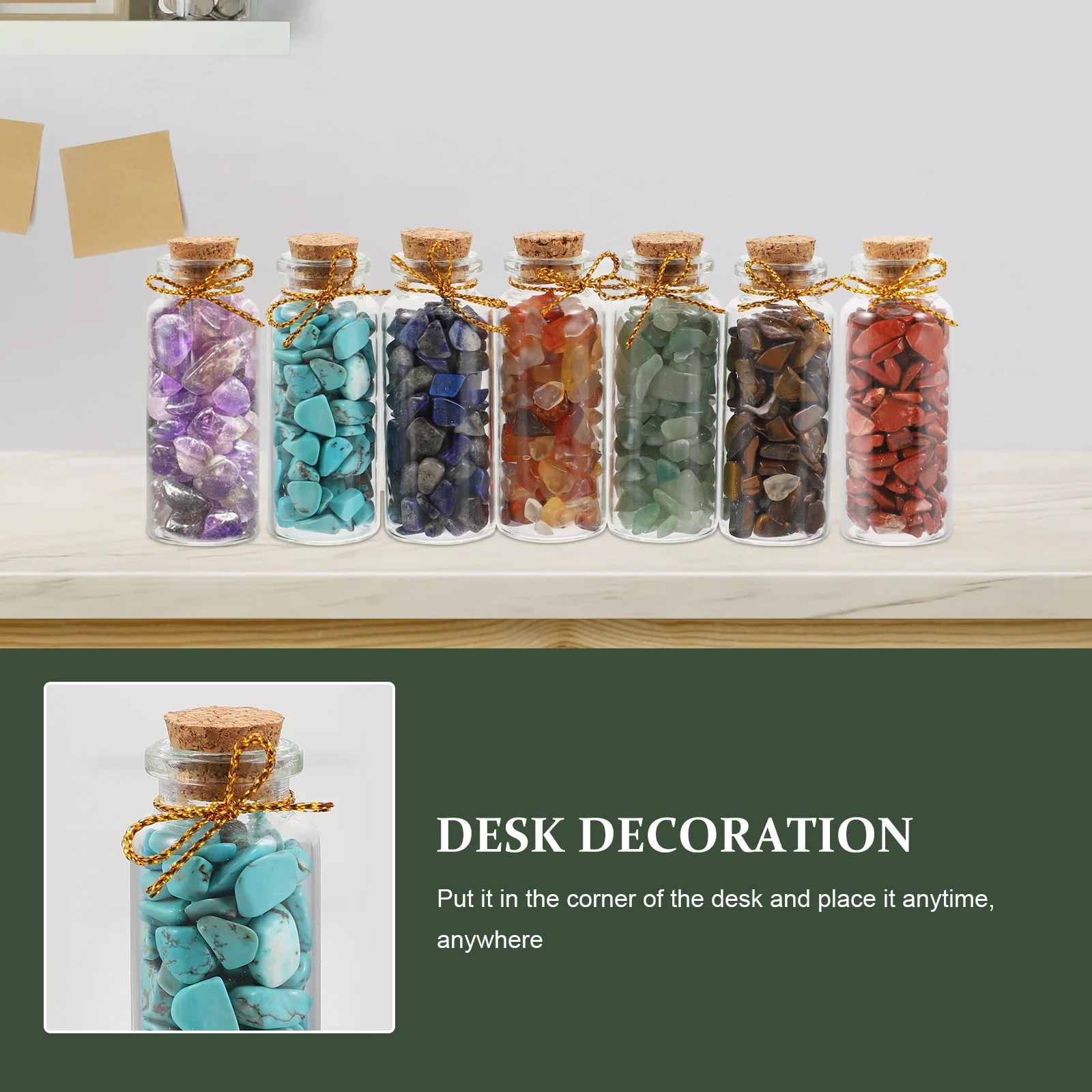 

7Pcs Wishing Bottle Decor Creative Gravel Glass Jar Unique Home Office Decoration Gift for Small Drifting Bottle Adornment