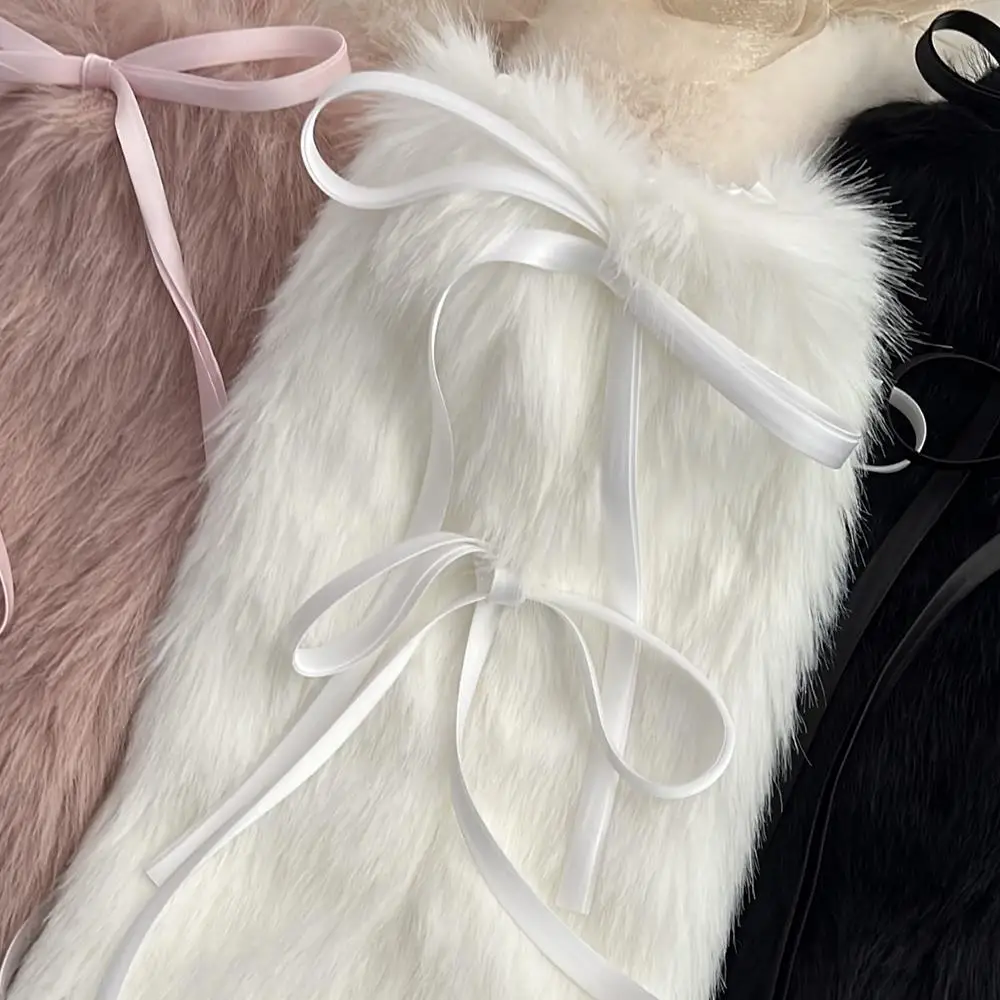 النساء الشتاء الدافئة التمهيد الأصفاد تدفئة الساق Harajuku JK الفتيات Bowknot فو الفراء واقي أحذية بلاستيك Y2K القوطي الجوارب سميكة أفخم الجوارب الطويلة