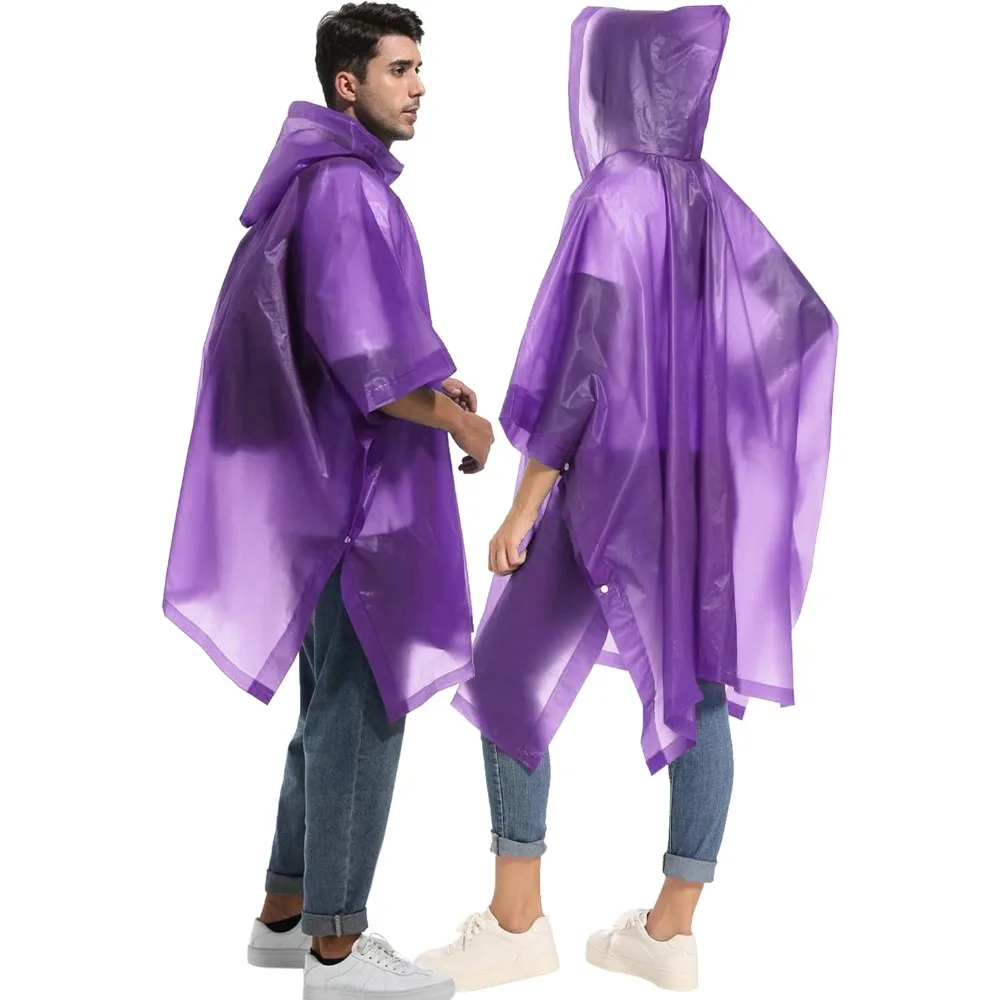 عبوة من قطعتين من عباءات المطر القابلة لإعادة الاستخدام للبالغين، معاطف المطر HOOMBOOM للبقاء على قيد الحياة في حالات الطوارئ للنساء/الرجال بغطاء للرأس والرباط #6