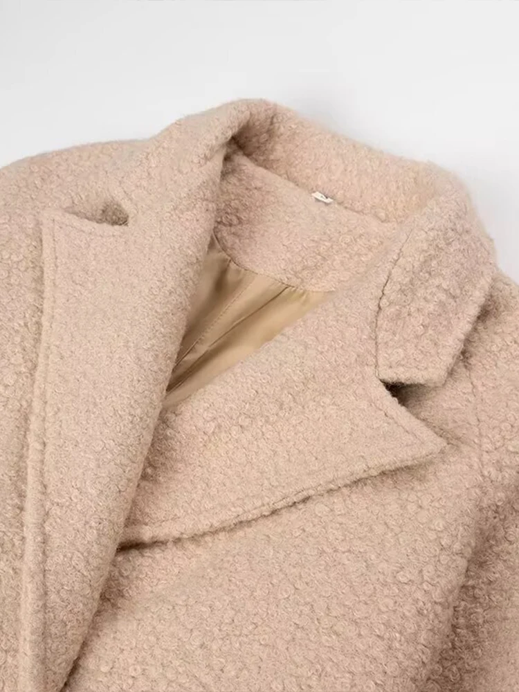 النمط الأوروبي والأمريكي الخريف والشتاء الملابس النسائية الجديدة المألوف والبسيط الأساسية معطف الصوف التعادل بأكمام طويلة