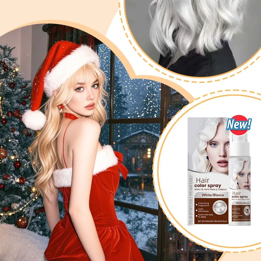

Halloween Christmas Disposable Dyeing Spray Temporary Diy Hair Dye Spray Party Costume Instant Hair Styling Spray Hair Tool 30ml