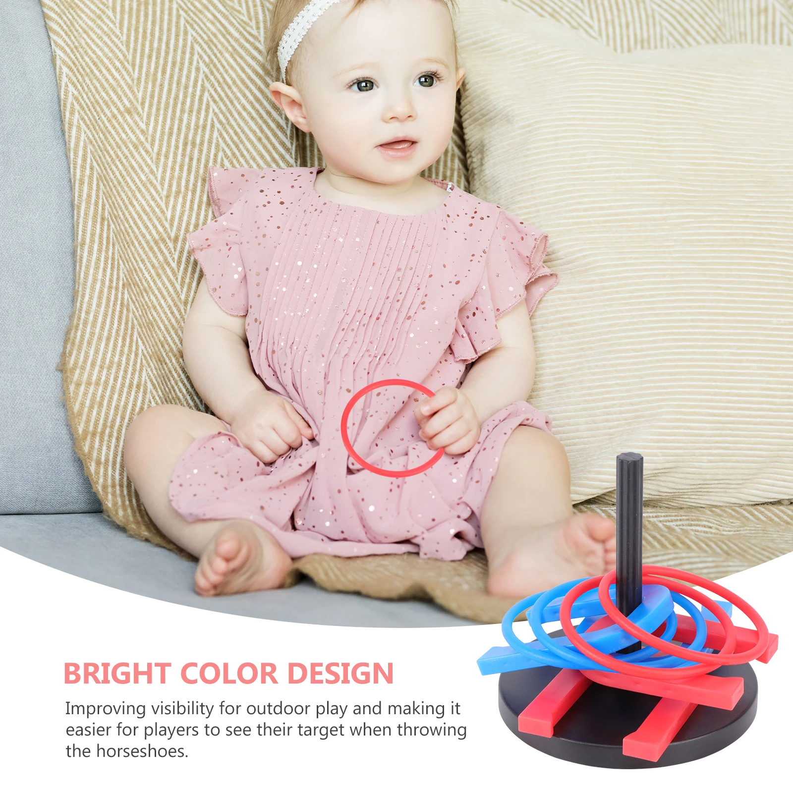 

3Set Kids Throwing Rings Set Soft Safe Material Ring Toss Game for Cognitive Learning Color Recognition Indoor Outdoor Family