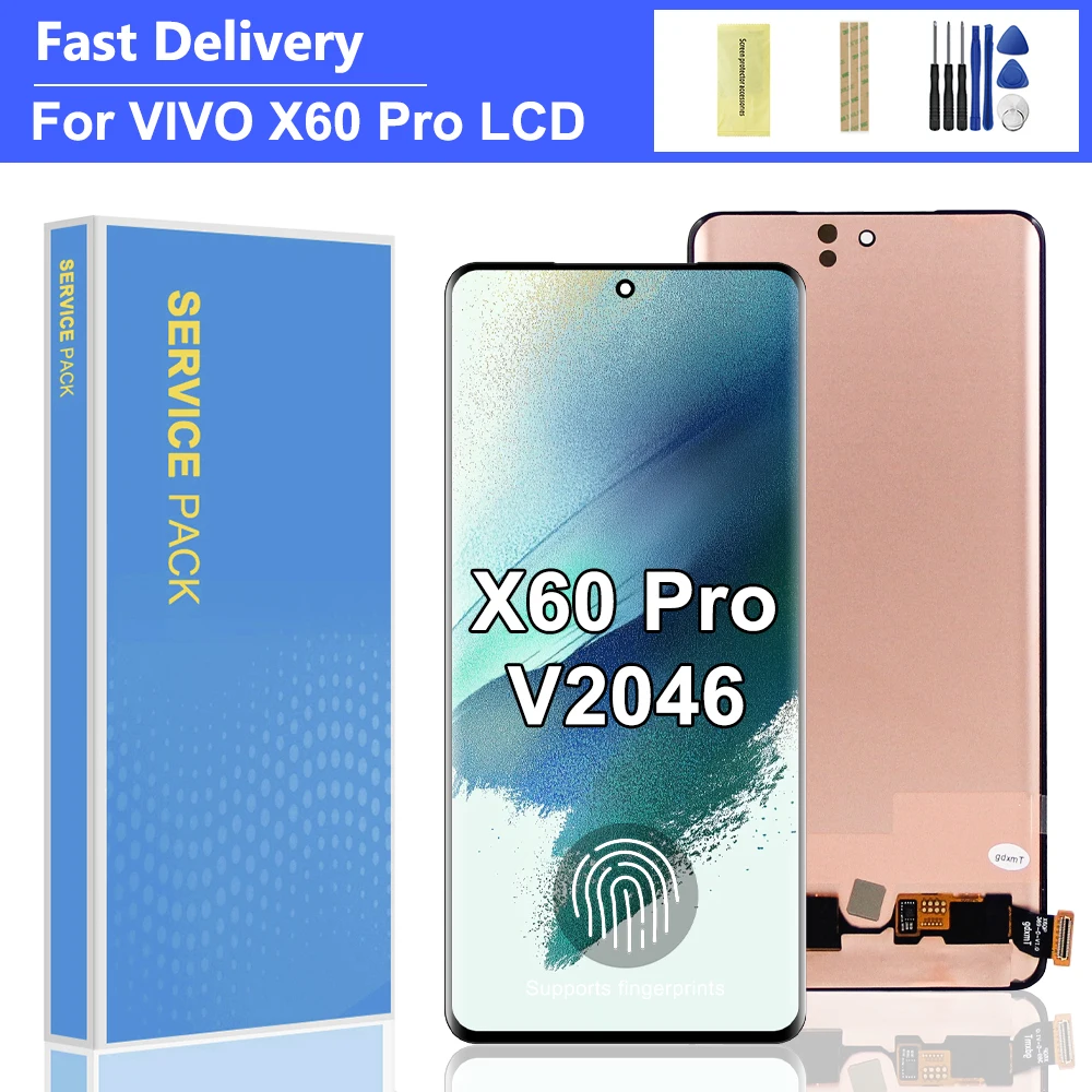 AMOLED X60 Pro LCD Display Touch Screen Digitizer Assembly Replacement Parts Compatible with For Vivo X60 Pro V2046