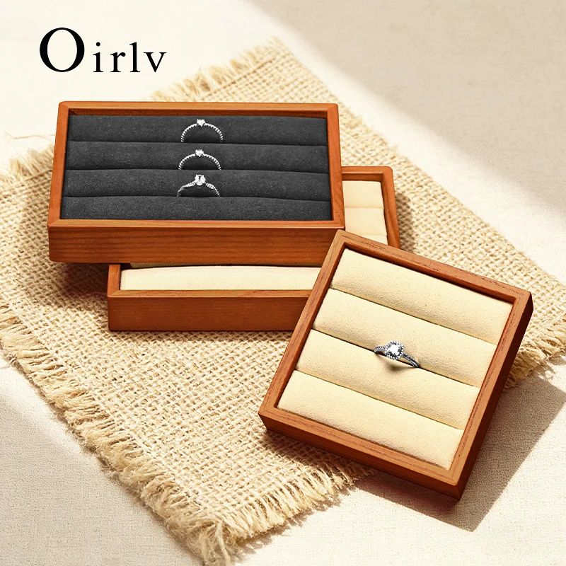 

Oirlv Ring Display Tray Wooden Square Ring Display Stand Earring Store Counter Display Viewing Tray Jewelry Ring Display Props