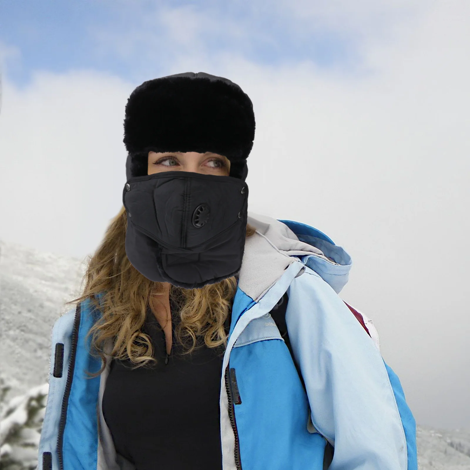 

Winter Outdoor Cold Hat Black Thickened Warm Windproof for Men and Women Skiing Cycling Hiking Snowboarding